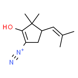 ChemSpider 2D Image | 2-Hydroxy-3,3-dimethyl-4-(2-methyl-1-propen-1-yl)-1-cyclopentene-1-diazonium | C11H17N2O