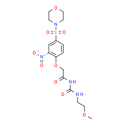 ChemSpider 2D Image | N-[(2-Methoxyethyl)carbamoyl]-2-[4-(4-morpholinylsulfonyl)-2-nitrophenoxy]acetamide | C16H22N4O9S
