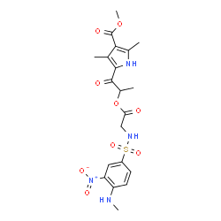ChemSpider 2D Image | Methyl 2,4-dimethyl-5-{2-[(N-{[4-(methylamino)-3-nitrophenyl]sulfonyl}glycyl)oxy]propanoyl}-1H-pyrrole-3-carboxylate | C20H24N4O9S