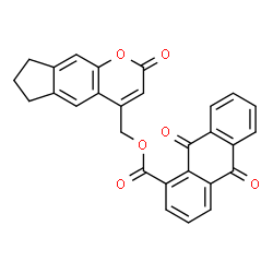 ChemSpider 2D Image | (2-Oxo-2,6,7,8-tetrahydrocyclopenta[g]chromen-4-yl)methyl 9,10-dioxo-9,10-dihydro-1-anthracenecarboxylate | C28H18O6