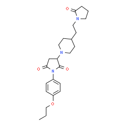 ChemSpider 2D Image | 3-{4-[2-(2-Oxo-1-pyrrolidinyl)ethyl]-1-piperidinyl}-1-(4-propoxyphenyl)-2,5-pyrrolidinedione | C24H33N3O4