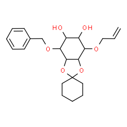 ChemSpider 2D Image | 4-(Allyloxy)-7-(benzyloxy)hexahydrospiro[1,3-benzodioxole-2,1'-cyclohexane]-5,6-diol | C22H30O6