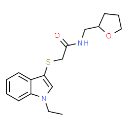 ChemSpider 2D Image | 2-[(1-Ethyl-1H-indol-3-yl)sulfanyl]-N-(tetrahydro-2-furanylmethyl)acetamide | C17H22N2O2S