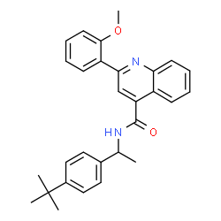 ChemSpider 2D Image | 2-(2-Methoxyphenyl)-N-{1-[4-(2-methyl-2-propanyl)phenyl]ethyl}-4-quinolinecarboxamide | C29H30N2O2