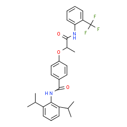 ChemSpider 2D Image | N-(2,6-Diisopropylphenyl)-4-[(1-oxo-1-{[2-(trifluoromethyl)phenyl]amino}-2-propanyl)oxy]benzamide | C29H31F3N2O3