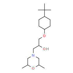 ChemSpider 2D Image | 1-(2,6-Dimethyl-4-morpholinyl)-3-{[4-(2-methyl-2-propanyl)cyclohexyl]oxy}-2-propanol | C19H37NO3