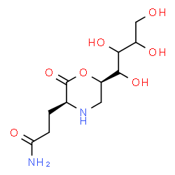 ChemSpider 2D Image | 3-{(3S,6R)-2-Oxo-6-[(1R)-1,2,3,4-tetrahydroxybutyl]-3-morpholinyl}propanamide | C11H20N2O7