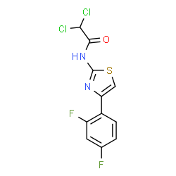 ChemSpider 2D Image | 2,2-Dichloro-N-[4-(2,4-difluorophenyl)-1,3-thiazol-2-yl]acetamide | C11H6Cl2F2N2OS