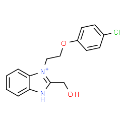 ChemSpider 2D Image | 3-[2-(4-Chlorophenoxy)ethyl]-2-(hydroxymethyl)-1H-benzimidazol-3-ium | C16H16ClN2O2
