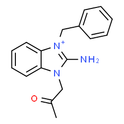 ChemSpider 2D Image | 2-Amino-3-benzyl-1-(2-oxopropyl)-1H-benzimidazol-3-ium | C17H18N3O