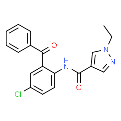 ChemSpider 2D Image | N-(2-Benzoyl-4-chlorophenyl)-1-ethyl-1H-pyrazole-4-carboxamide | C19H16ClN3O2