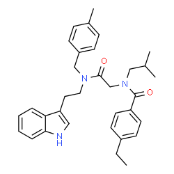 ChemSpider 2D Image | 4-Ethyl-N-(2-{[2-(1H-indol-3-yl)ethyl](4-methylbenzyl)amino}-2-oxoethyl)-N-isobutylbenzamide | C33H39N3O2