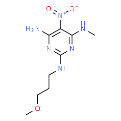 ChemSpider 2D Image | N~2~-(3-Methoxypropyl)-N~4~-methyl-5-nitro-2,4,6-pyrimidinetriamine | C9H16N6O3