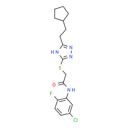 ChemSpider 2D Image | N-(5-Chloro-2-fluorophenyl)-2-{[5-(2-cyclopentylethyl)-4H-1,2,4-triazol-3-yl]sulfanyl}acetamide | C17H20ClFN4OS