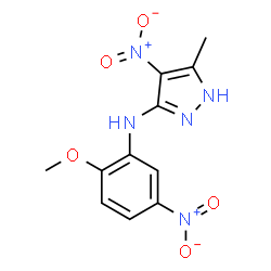 ChemSpider 2D Image | N-(2-Methoxy-5-nitrophenyl)-5-methyl-4-nitro-1H-pyrazol-3-amine | C11H11N5O5