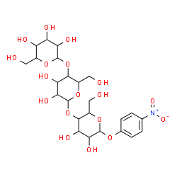 ChemSpider 2D Image | 4-Nitrophenyl hexopyranosyl-(1->4)hexopyranosyl-(1->4)hexopyranoside | C24H35NO18