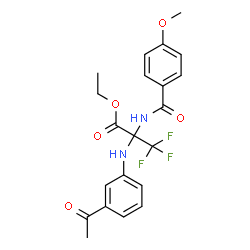 ChemSpider 2D Image | Ethyl N-(3-acetylphenyl)-3,3,3-trifluoro-2-[(4-methoxybenzoyl)amino]alaninate | C21H21F3N2O5