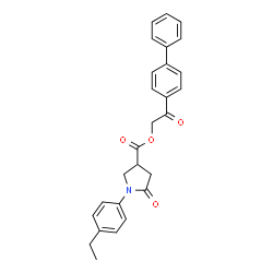 ChemSpider 2D Image | 2-(4-Biphenylyl)-2-oxoethyl 1-(4-ethylphenyl)-5-oxo-3-pyrrolidinecarboxylate | C27H25NO4