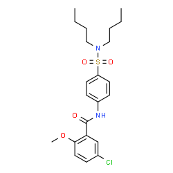 ChemSpider 2D Image | 5-Chloro-N-[4-(dibutylsulfamoyl)phenyl]-2-methoxybenzamide | C22H29ClN2O4S
