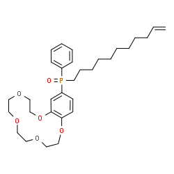 ChemSpider 2D Image | 2,3,5,6,8,9,11,12-Octahydro-1,4,7,10,13-benzopentaoxacyclopentadecin-15-yl(phenyl)10-undecenylphosphine oxide | C31H45O6P