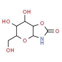 ChemSpider 2D Image | 6,7-Dihydroxy-5-(hydroxymethyl)hexahydro-2H-pyrano[2,3-d][1,3]oxazol-2-one | C7H11NO6