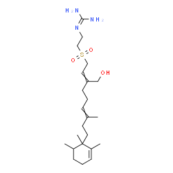 ChemSpider 2D Image | 2-(2-{[3-(Hydroxymethyl)-7-methyl-9-(1,2,6-trimethyl-2-cyclohexen-1-yl)-2,6-nonadien-1-yl]sulfonyl}ethyl)guanidine | C23H41N3O3S