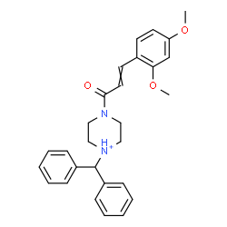ChemSpider 2D Image | 4-[3-(2,4-Dimethoxyphenyl)acryloyl]-1-(diphenylmethyl)piperazin-1-ium | C28H31N2O3