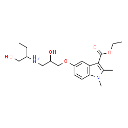 ChemSpider 2D Image | N-(3-{[3-(Ethoxycarbonyl)-1,2-dimethyl-1H-indol-5-yl]oxy}-2-hydroxypropyl)-1-hydroxy-2-butanaminium | C20H31N2O5