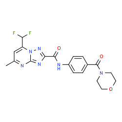 ChemSpider 2D Image | 7-(Difluoromethyl)-5-methyl-N-[4-(4-morpholinylcarbonyl)phenyl][1,2,4]triazolo[1,5-a]pyrimidine-2-carboxamide | C19H18F2N6O3