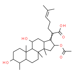 ChemSpider 2D Image | 16-Acetoxy-3,11-dihydroxy-4,8,14-trimethyl-18-norcholesta-17,24-dien-21-oic acid | C31H48O6
