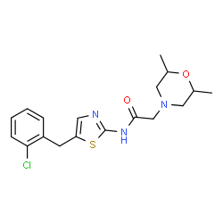 ChemSpider 2D Image | N-[5-(2-Chlorobenzyl)-1,3-thiazol-2-yl]-2-(2,6-dimethyl-4-morpholinyl)acetamide | C18H22ClN3O2S