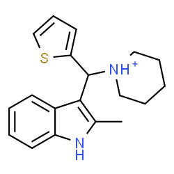 ChemSpider 2D Image | 1-[(2-Methyl-1H-indol-3-yl)(2-thienyl)methyl]piperidinium | C19H23N2S