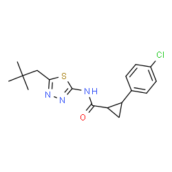 ChemSpider 2D Image | 2-(4-Chlorophenyl)-N-[5-(2,2-dimethylpropyl)-1,3,4-thiadiazol-2-yl]cyclopropanecarboxamide | C17H20ClN3OS