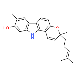 ChemSpider 2D Image | 3,8-Dimethyl-3-(4-methyl-3-penten-1-yl)-3,11-dihydropyrano[3,2-a]carbazol-9-ol | C23H25NO2