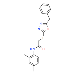ChemSpider 2D Image | 2-((5-Benzyl-1,3,4-oxadiazol-2-yl)thio)-N-(2,4-dimethylphenyl)acetamide | C19H19N3O2S