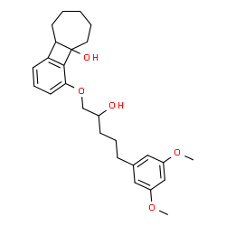 ChemSpider 2D Image | 4-{[5-(3,5-Dimethoxyphenyl)-2-hydroxypentyl]oxy}-5,6,7,8,9,9a-hexahydro-4bH-benzo[3,4]cyclobuta[1,2][7]annulen-4b-ol | C26H34O5