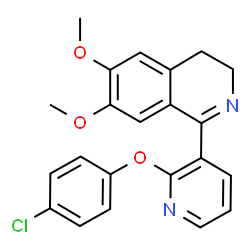 ChemSpider 2D Image | 1-[2-(4-Chlorophenoxy)-3-pyridinyl]-6,7-dimethoxy-3,4-dihydroisoquinoline | C22H19ClN2O3