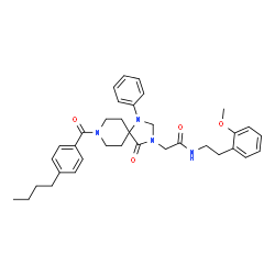 ChemSpider 2D Image | 2-[8-(4-Butylbenzoyl)-4-oxo-1-phenyl-1,3,8-triazaspiro[4.5]dec-3-yl]-N-[2-(2-methoxyphenyl)ethyl]acetamide | C35H42N4O4