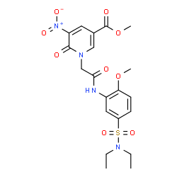 ChemSpider 2D Image | Methyl 1-(2-{[5-(diethylsulfamoyl)-2-methoxyphenyl]amino}-2-oxoethyl)-5-nitro-6-oxo-1,6-dihydro-3-pyridinecarboxylate | C20H24N4O9S