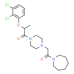 ChemSpider 2D Image | 1-{4-[2-(1-Azepanyl)-2-oxoethyl]-1-piperazinyl}-2-(2,3-dichlorophenoxy)-1-propanone | C21H29Cl2N3O3