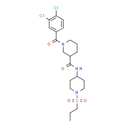 ChemSpider 2D Image | 1-(3,4-Dichlorobenzoyl)-N-[1-(propylsulfonyl)-4-piperidinyl]-3-piperidinecarboxamide | C21H29Cl2N3O4S