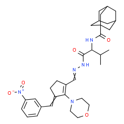 ChemSpider 2D Image | N-[3-Methyl-1-(2-{[2-(4-morpholinyl)-3-(3-nitrobenzylidene)-1-cyclopenten-1-yl]methylene}hydrazino)-1-oxo-2-butanyl]-1-adamantanecarboxamide | C33H43N5O5