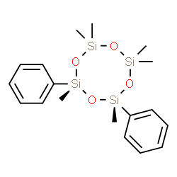 ChemSpider 2D Image | (6R,8S)-2,2,4,4,6,8-Hexamethyl-6,8-diphenyl-1,3,5,7,2,4,6,8-tetroxatetrasilocane | C18H28O4Si4