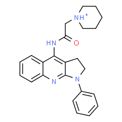 ChemSpider 2D Image | 1-{2-Oxo-2-[(1-phenyl-2,3-dihydro-1H-pyrrolo[2,3-b]quinolin-4-yl)amino]ethyl}piperidinium | C24H27N4O