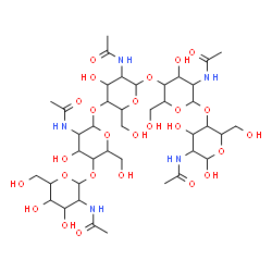 ChemSpider 2D Image | 2-Acetamido-2-deoxyhexopyranosyl-(1->4)-2-acetamido-2-deoxyhexopyranosyl-(1->4)-2-acetamido-2-deoxyhexopyranosyl-(1->4)-2-acetamido-2-deoxyhexopyranosyl-(1->4)-2-acetamido-2-deoxyhexopyranose | C40H67N5O26