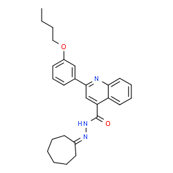 ChemSpider 2D Image | 2-(3-Butoxyphenyl)-N'-cycloheptylidene-4-quinolinecarbohydrazide | C27H31N3O2