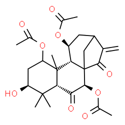 ChemSpider 2D Image | (3beta,5beta,7beta,9beta,10xi,11beta)-3-Hydroxy-6,15-dioxokaur-16-ene-1,7,11-triyl triacetate | C26H34O9