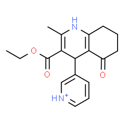 ChemSpider 2D Image | 3-[3-(Ethoxycarbonyl)-2-methyl-5-oxo-1,4,5,6,7,8-hexahydro-4-quinolinyl]pyridinium | C18H21N2O3