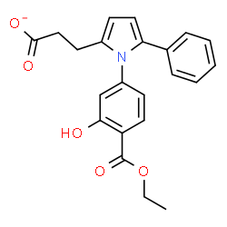 ChemSpider 2D Image | 3-{1-[4-(Ethoxycarbonyl)-3-hydroxyphenyl]-5-phenyl-1H-pyrrol-2-yl}propanoate | C22H20NO5