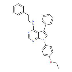 ChemSpider 2D Image | 7-(4-Ethoxyphenyl)-5-phenyl-N-(2-phenylethyl)-7H-pyrrolo[2,3-d]pyrimidin-4-amine | C28H26N4O